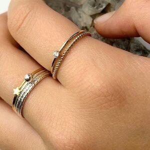 2mm Clear Round Bezel Set CZ Crystal Stacking Ring 14kt Gold Filled - Size 6